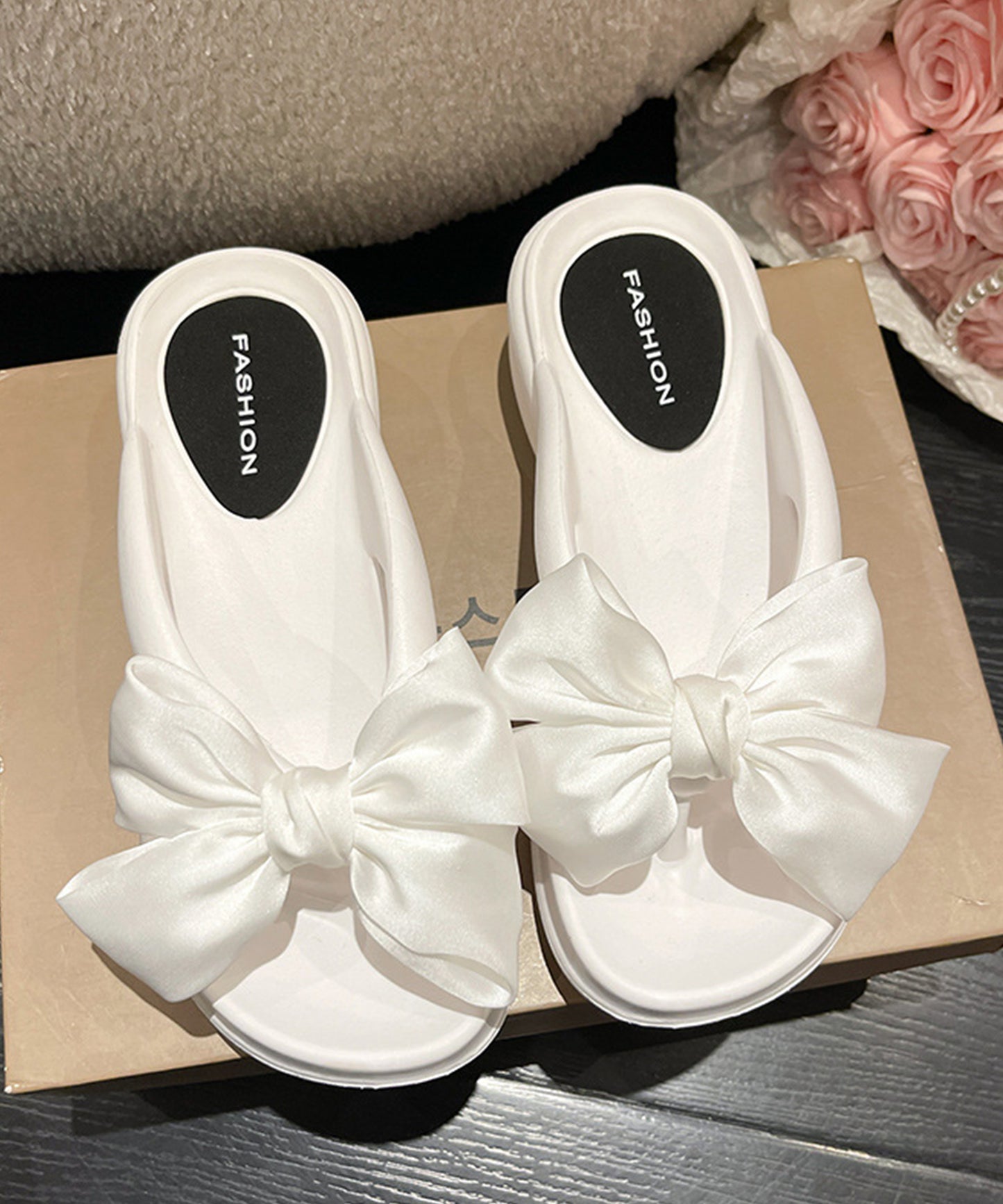 サテン リボン EVA 厚底 トング サンダル