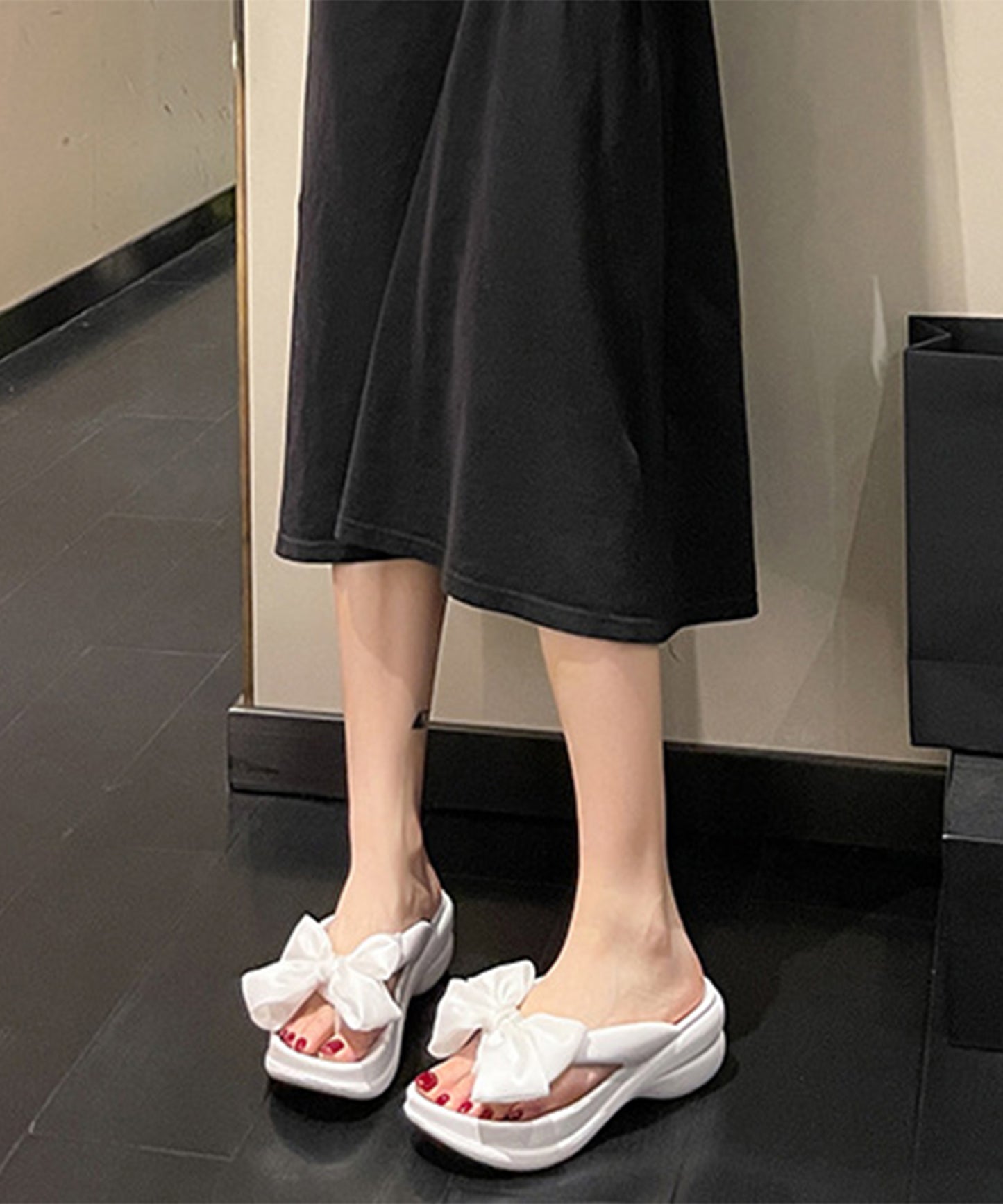 サテン リボン EVA 厚底 トング サンダル