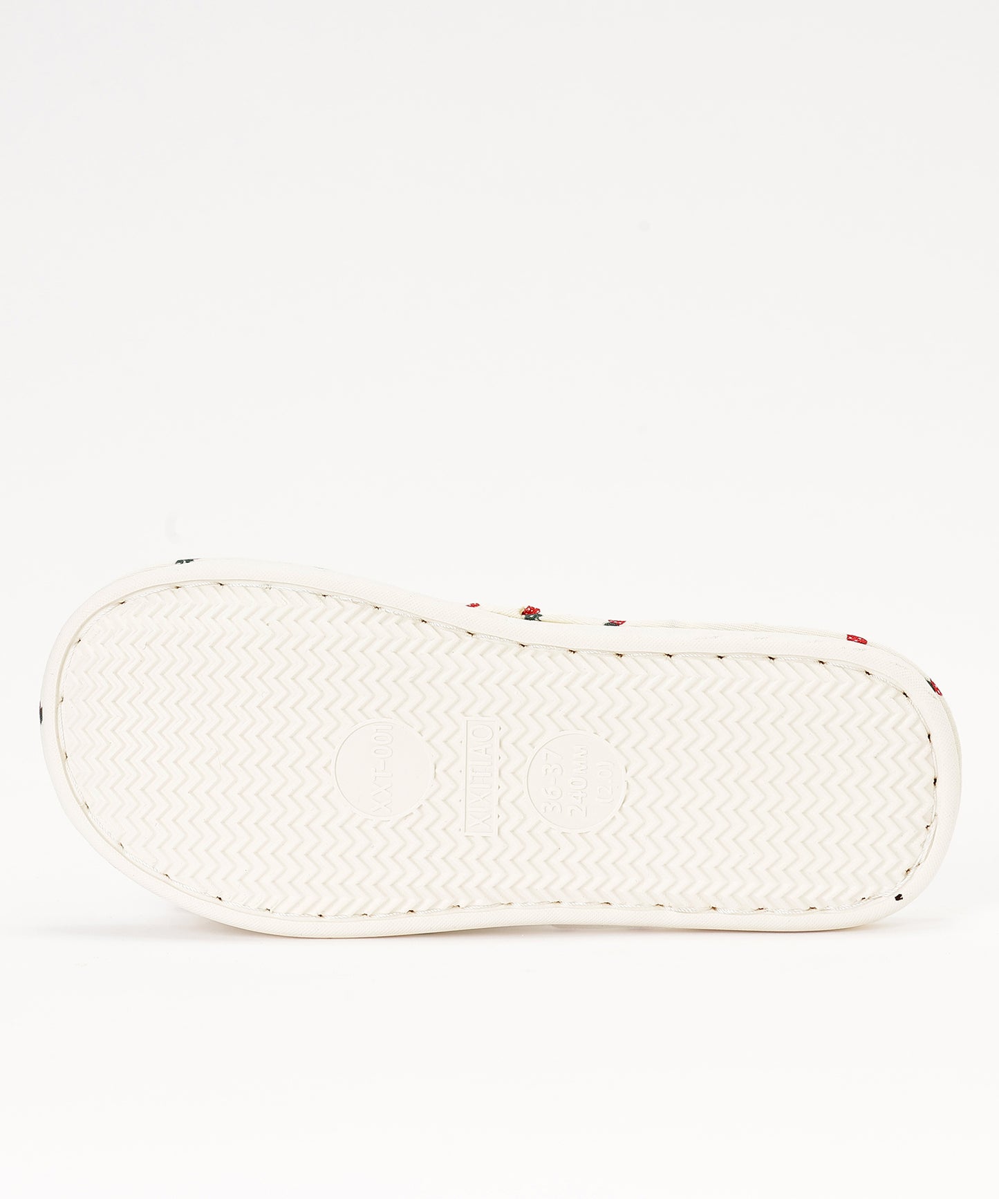 イチゴ柄 リボン オープン フラット スリッパ