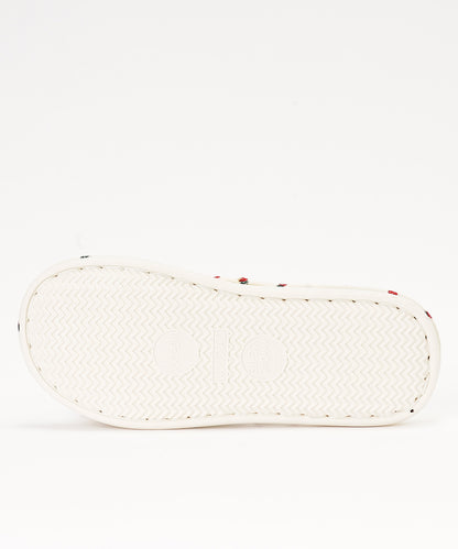 イチゴ柄 リボン オープン フラット スリッパ