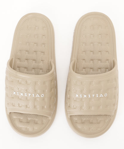 バスケット柄 ロゴ EVA オープン フラット サンダル