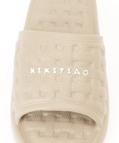 バスケット柄 ロゴ EVA オープン フラット サンダル