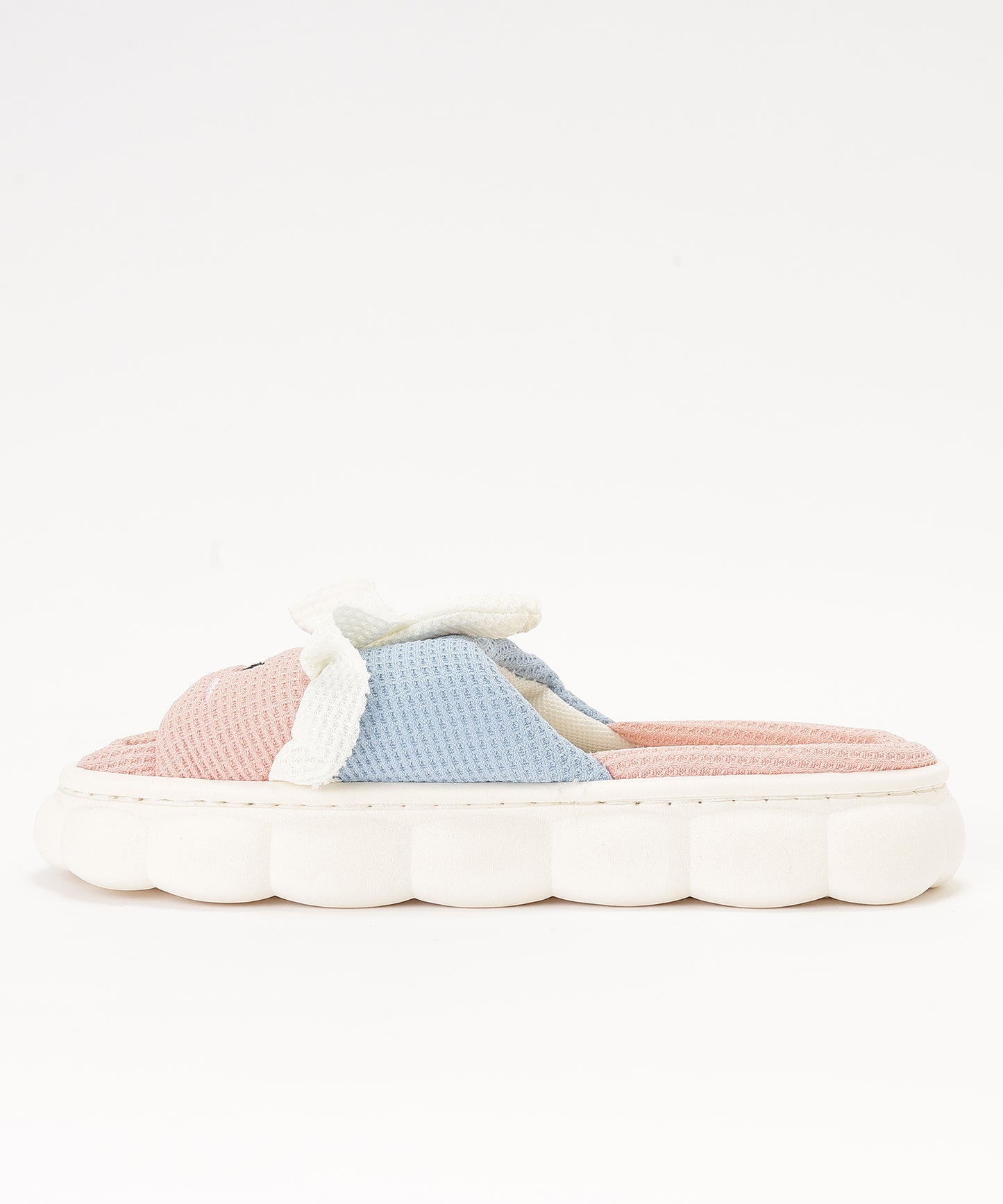 配色 ウサギ ワッフル オープン フラット スリッパ