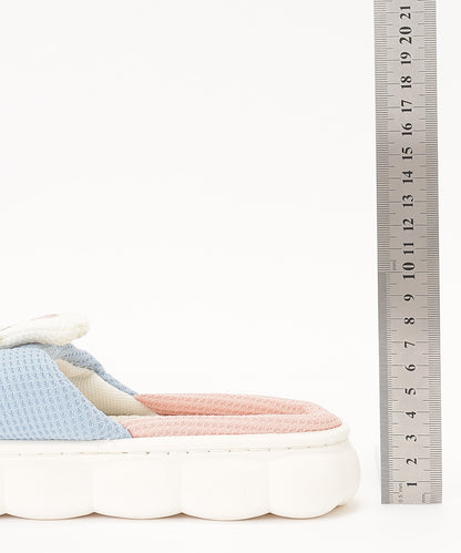 配色 ウサギ ワッフル オープン フラット スリッパ