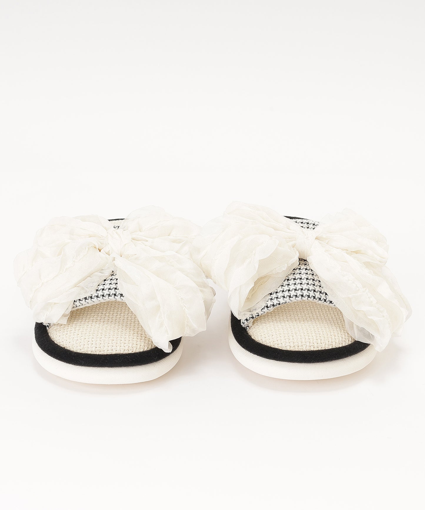 フリル リボン オープン フラット スリッパ