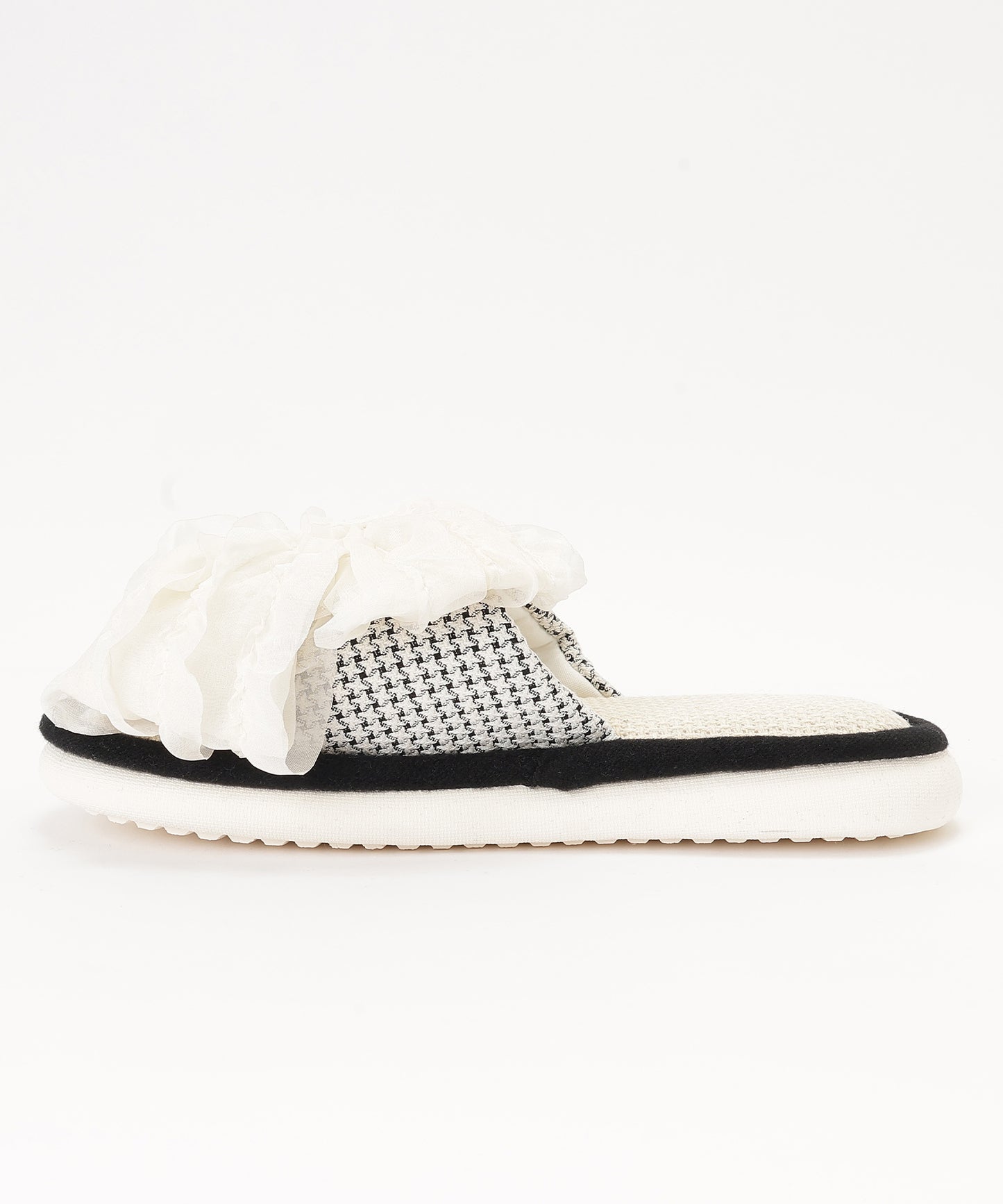 フリル リボン オープン フラット スリッパ