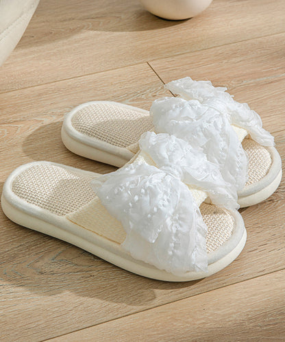 フリル リボン オープン フラット スリッパ