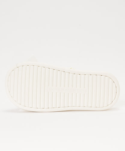 ワッフル リボン オープン フラット スリッパ