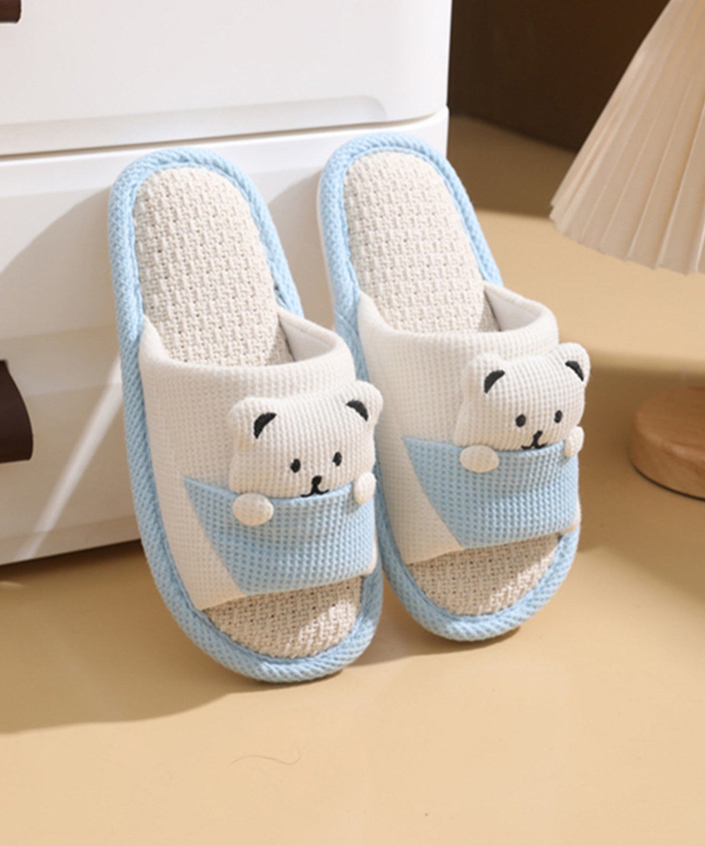 ベア ワッフル オープン フラット スリッパ