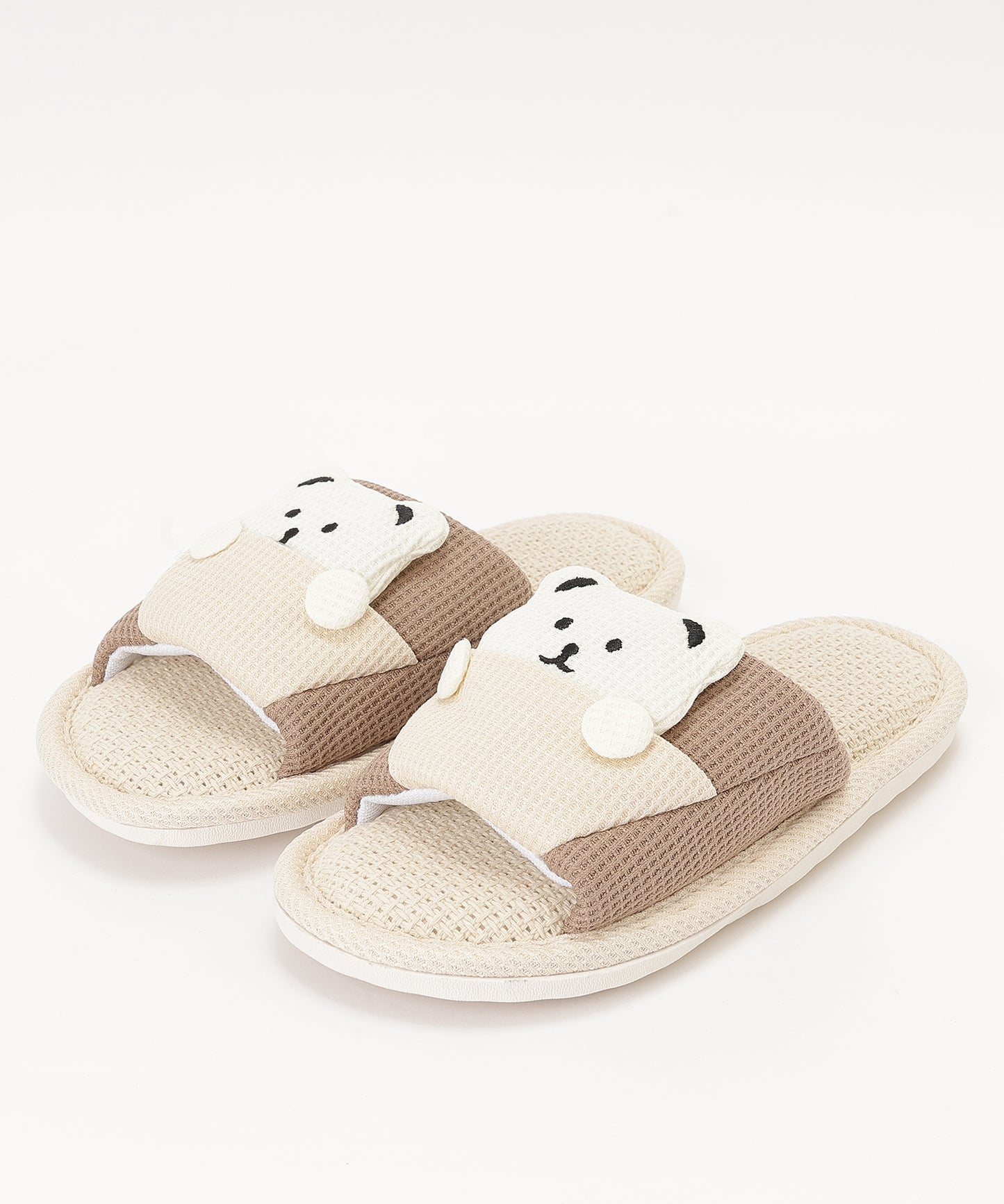 ベア ワッフル オープン フラット スリッパ