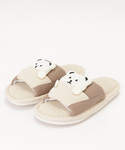 ベア ワッフル オープン フラット スリッパ