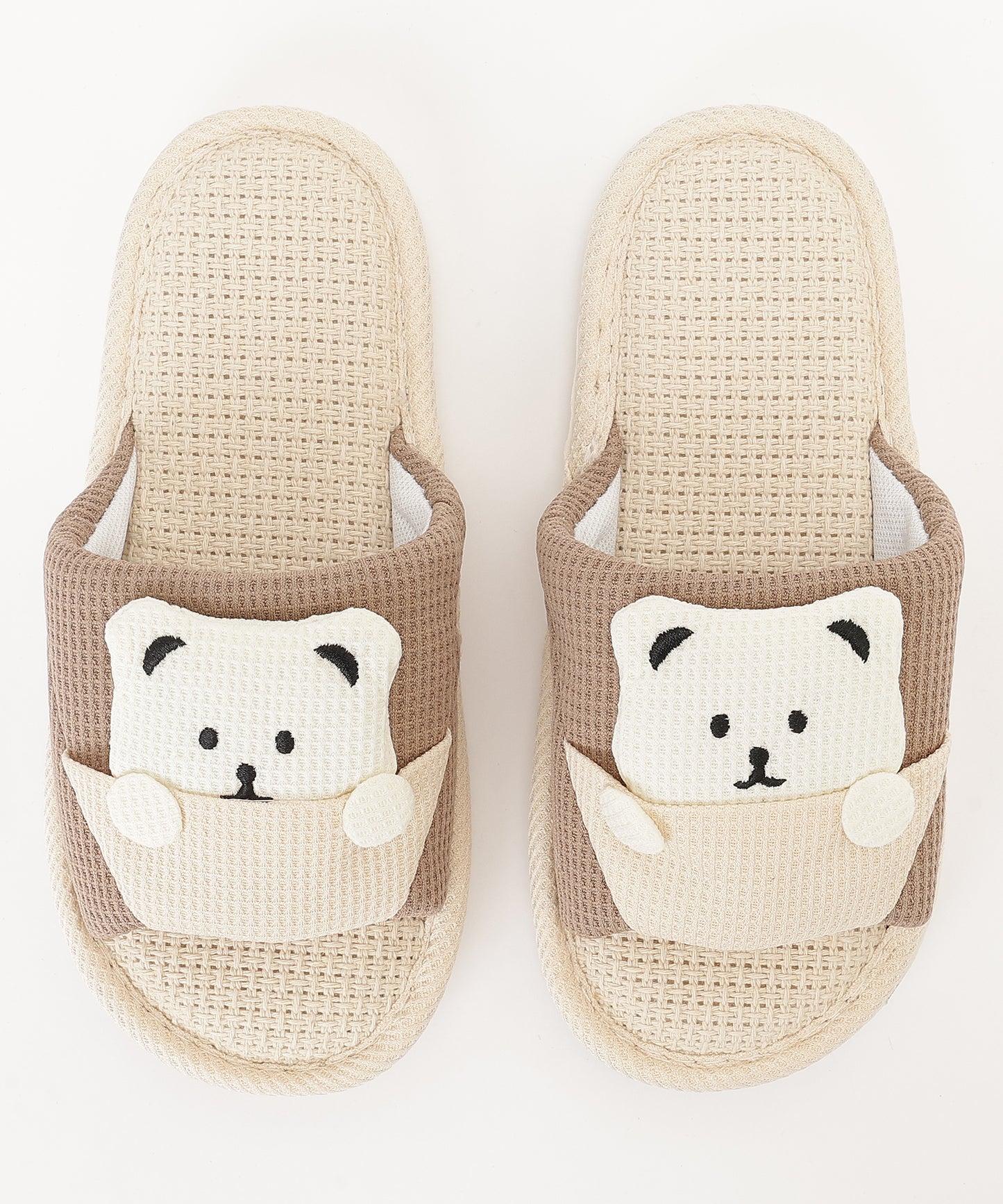ベア ワッフル オープン フラット スリッパ