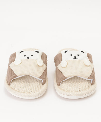 ベア ワッフル オープン フラット スリッパ