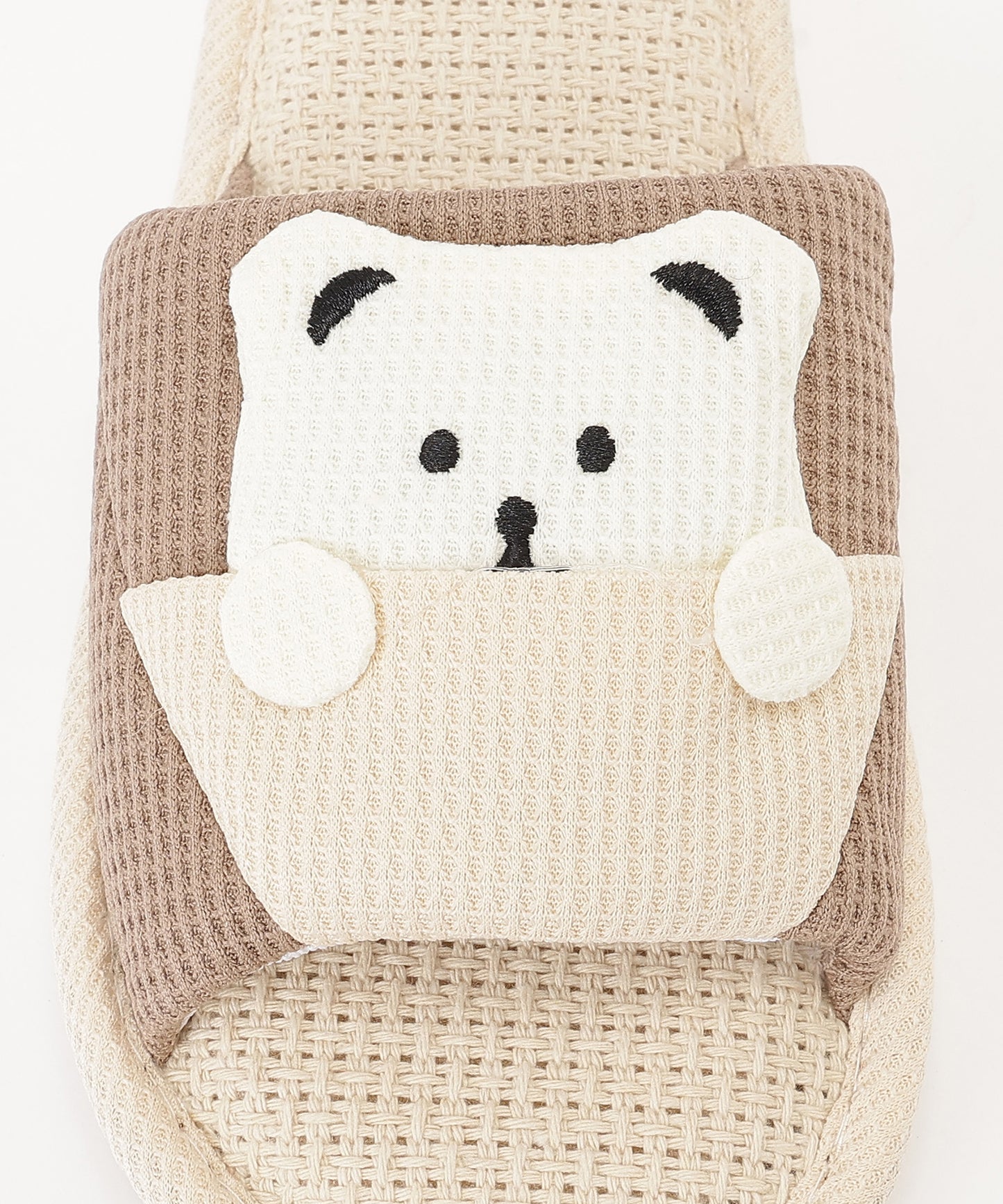 ベア ワッフル オープン フラット スリッパ