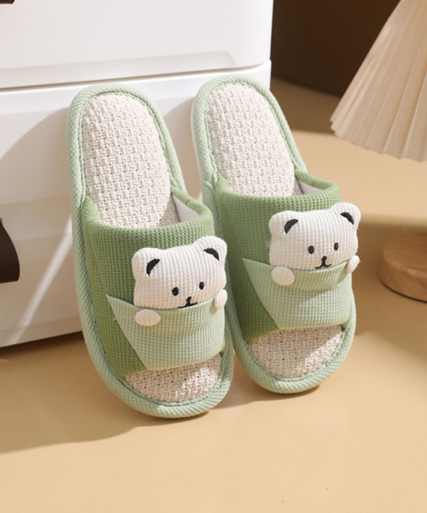 ベア ワッフル オープン フラット スリッパ