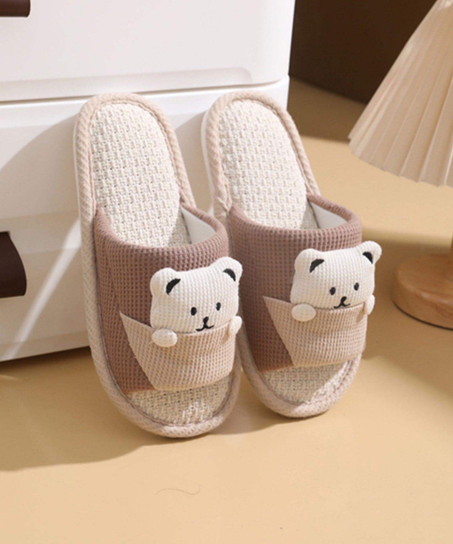 ベア ワッフル オープン フラット スリッパ