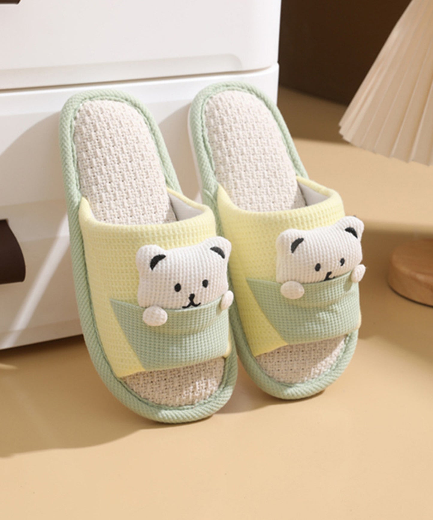 ベア ワッフル オープン フラット スリッパ