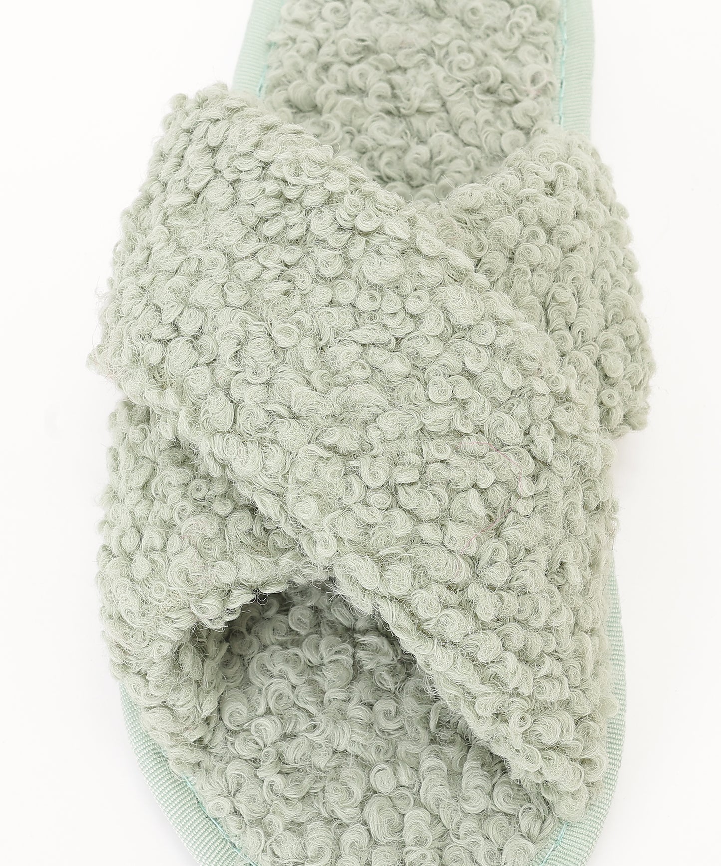 プードルファー クロスデザイン フラット スリッパ ルームシューズ