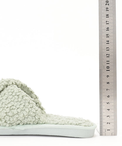 プードルファー クロスデザイン フラット スリッパ ルームシューズ