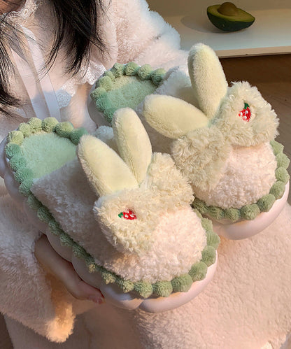 配色 ウサギ ボア スリッパ ルームシューズ
