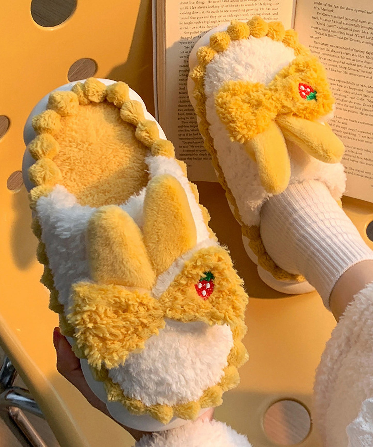 配色 ウサギ ボア スリッパ ルームシューズ