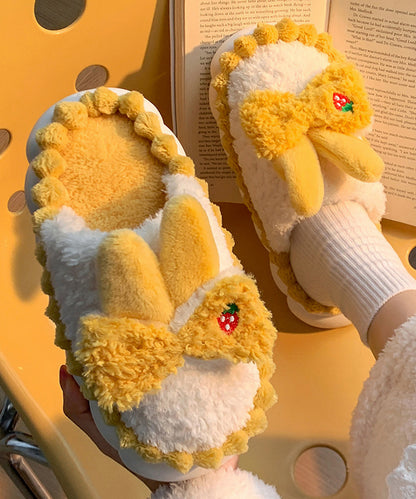 配色 ウサギ ボア スリッパ ルームシューズ