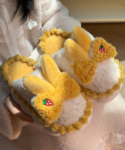 配色 ウサギ ボア スリッパ ルームシューズ