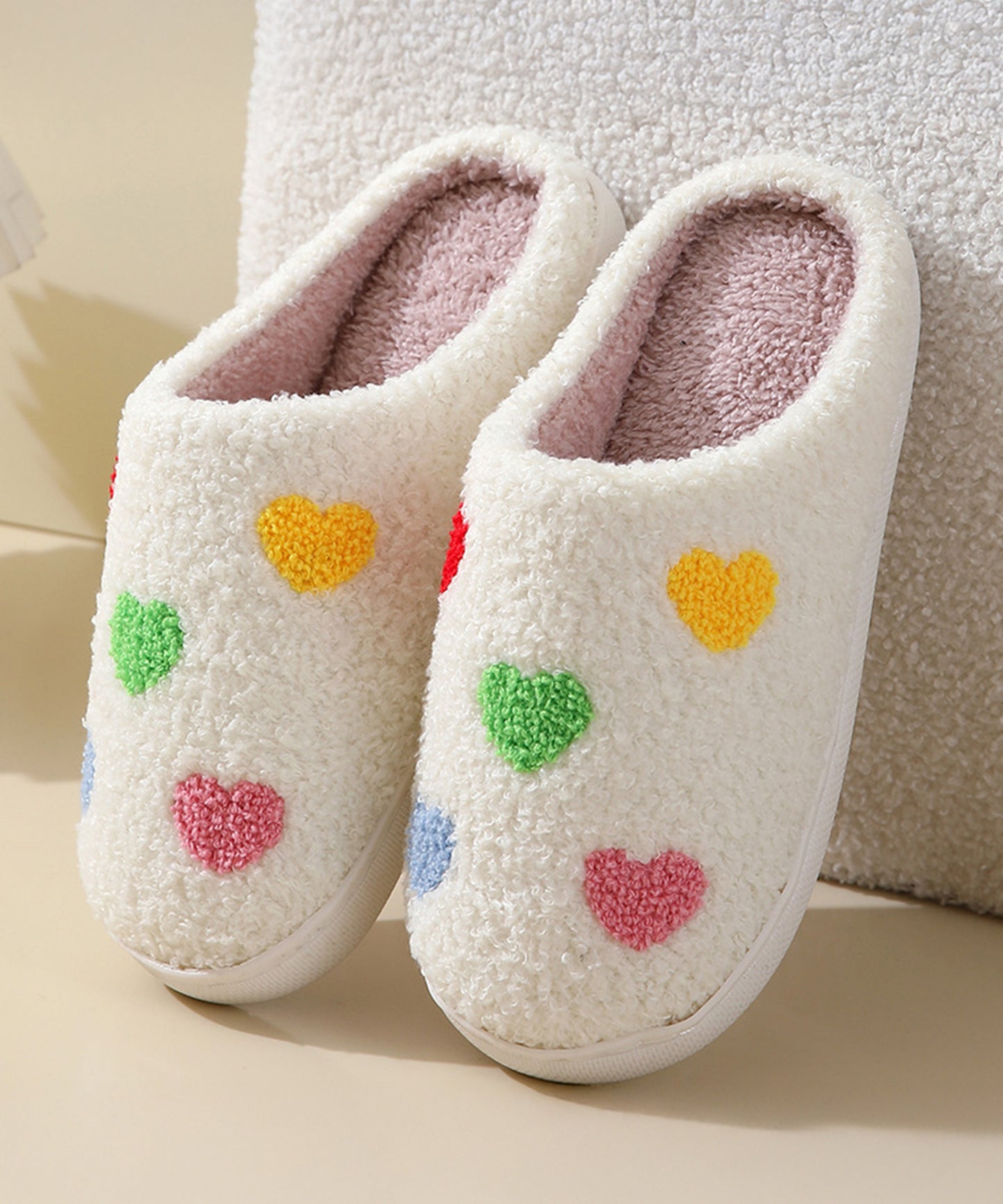 カラフル モチーフ柄 ボア スリッパ ルームシューズ
