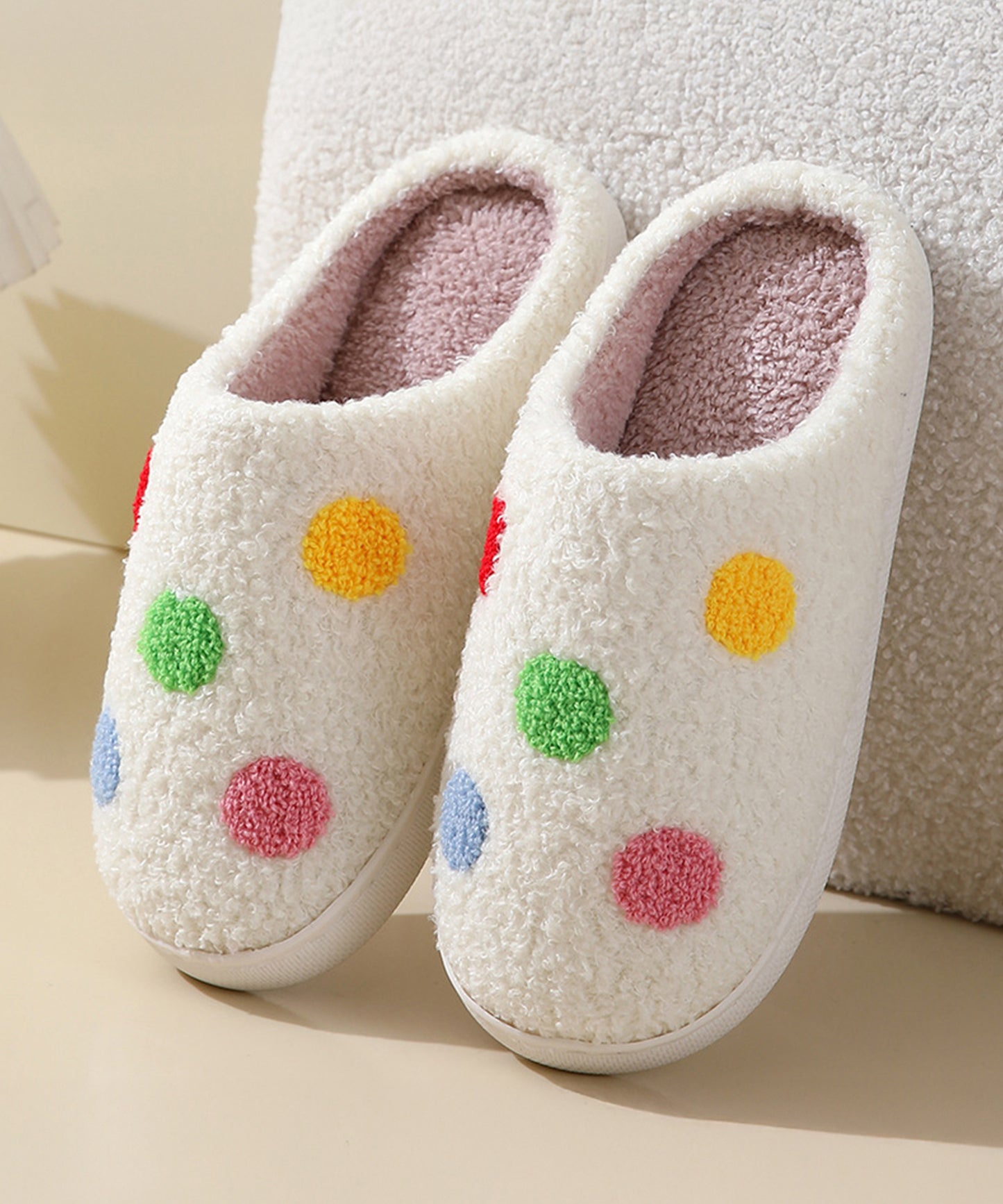 カラフル モチーフ柄 ボア スリッパ ルームシューズ
