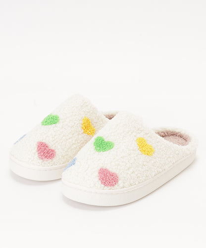 カラフル モチーフ柄 ボア スリッパ ルームシューズ