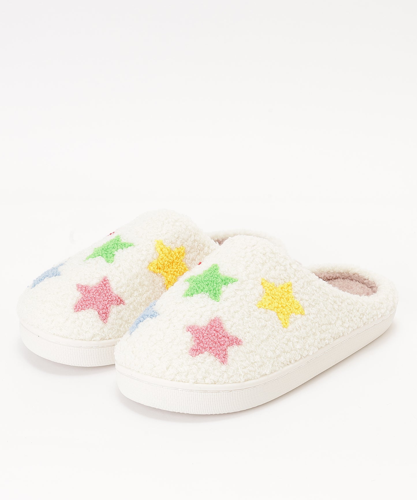 カラフル モチーフ柄 ボア スリッパ ルームシューズ