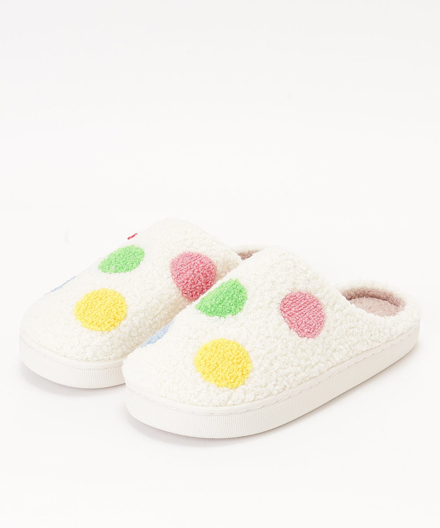 カラフル モチーフ柄 ボア スリッパ ルームシューズ