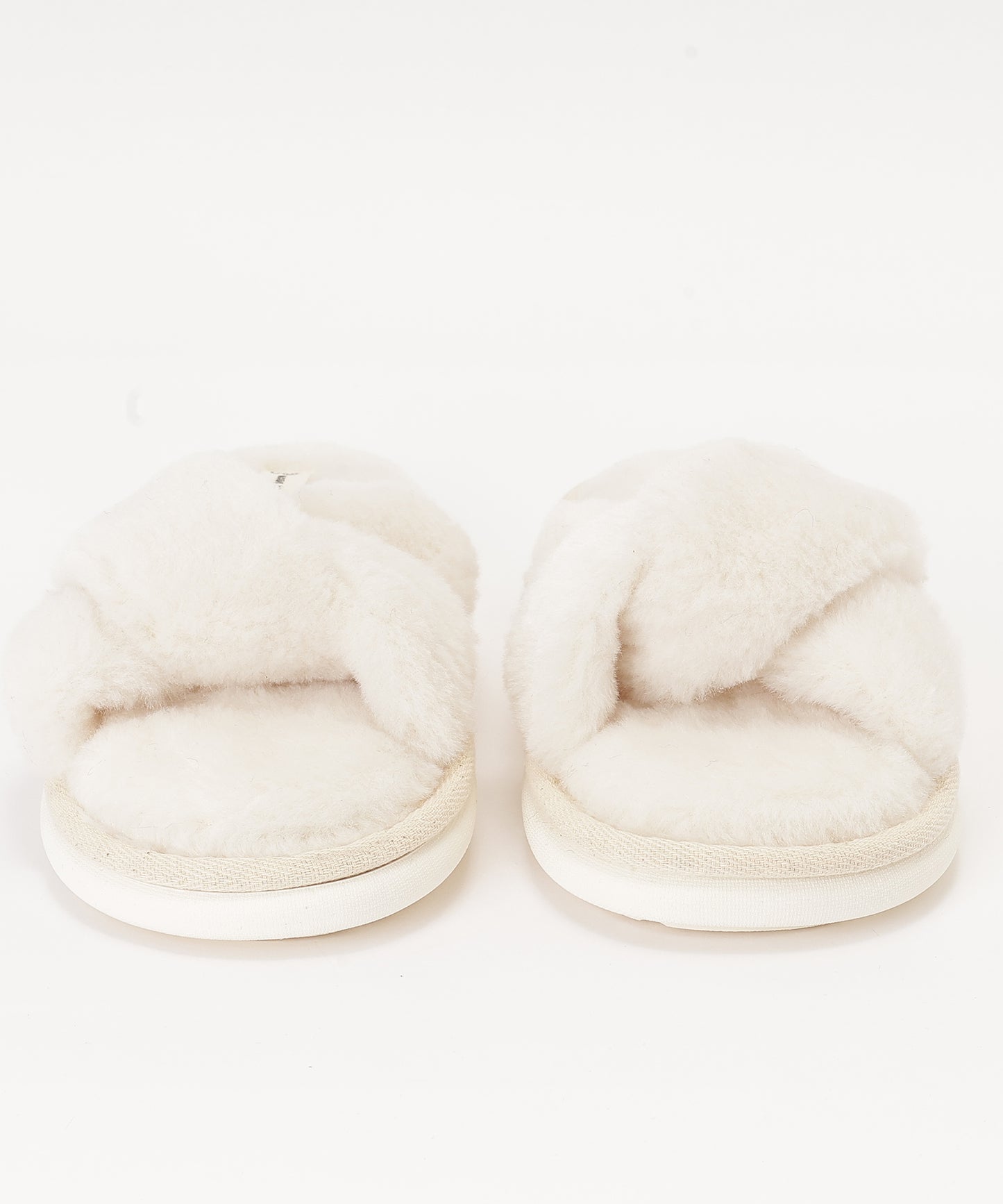 ファー ツイスト クロスデザイン フラット スリッパ ルームシューズ