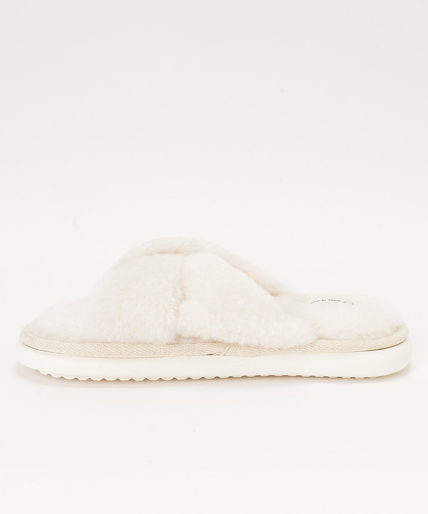 ファー ツイスト クロスデザイン フラット スリッパ ルームシューズ