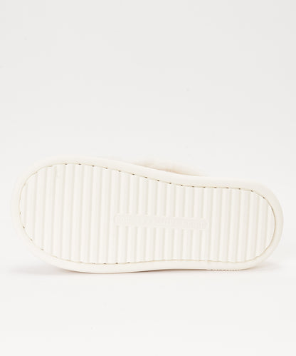 ファー ツイスト クロスデザイン フラット スリッパ ルームシューズ