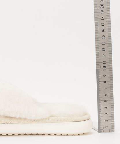 ファー ツイスト クロスデザイン フラット スリッパ ルームシューズ