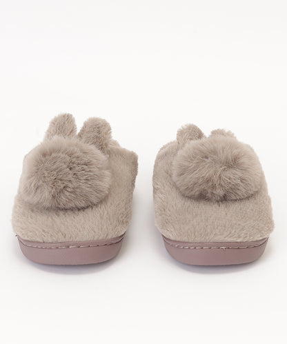 うさぎ 一体型 ファー スリッポン ルームシューズ