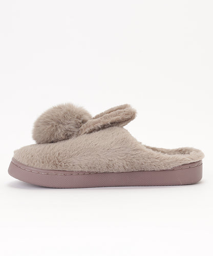 うさぎ 一体型 ファー スリッポン ルームシューズ