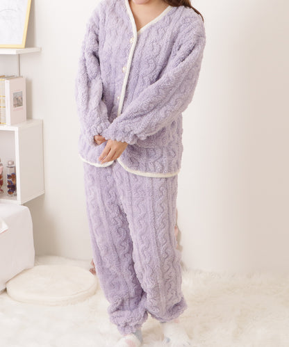 パールボタンケーブル柄ふわもこルームセット