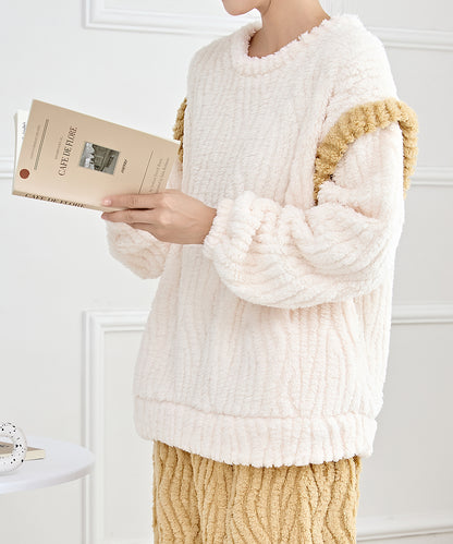 ウエーブ ライン 配色 フリース ルームウエア