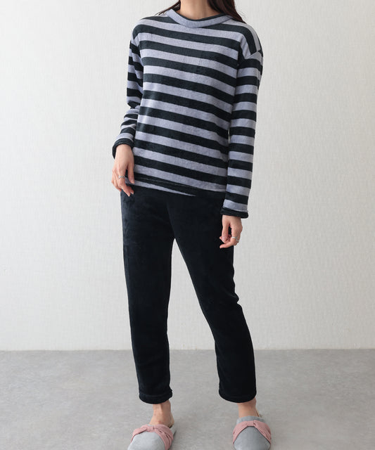 ボーダー フリース あったか パジャマ ルームウェア