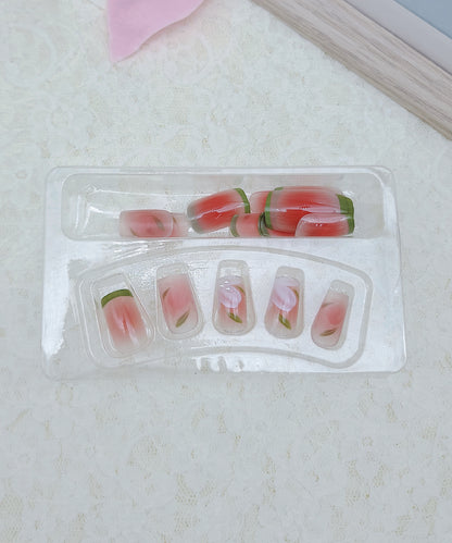 ボタニカル柄 ライン フレンチ スクエア ネイルチップ