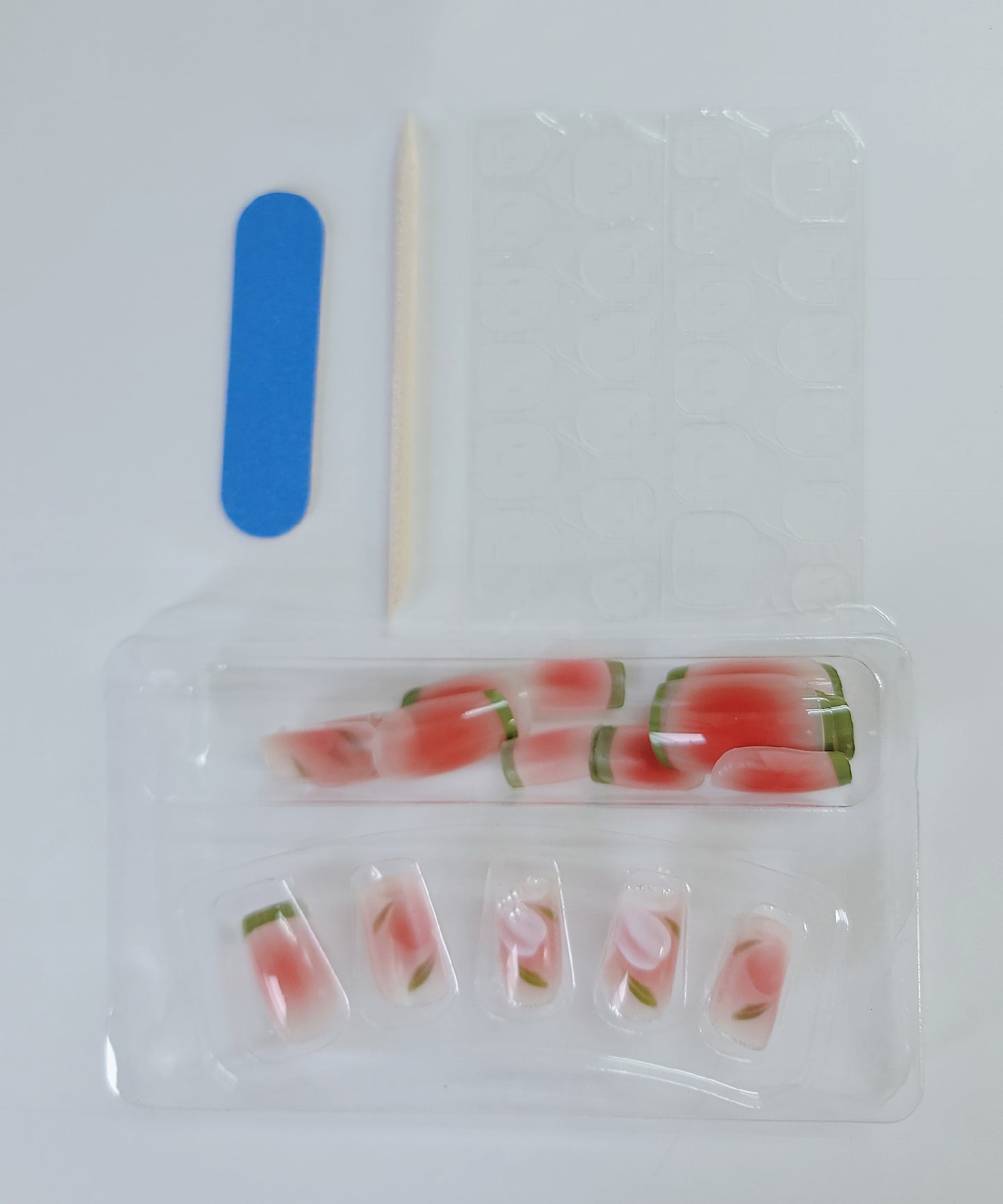 ボタニカル柄 ライン フレンチ スクエア ネイルチップ