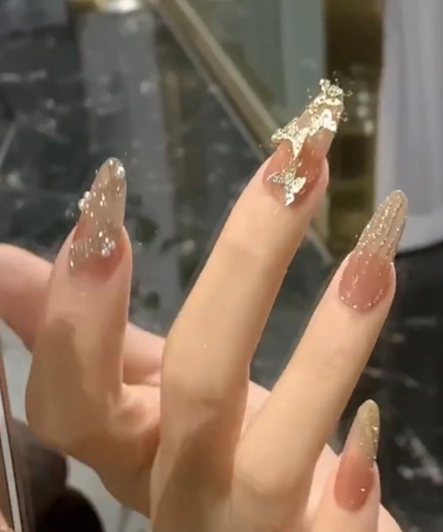 バラエティ ビジュー 血色カラー デザイン ネイルチップ