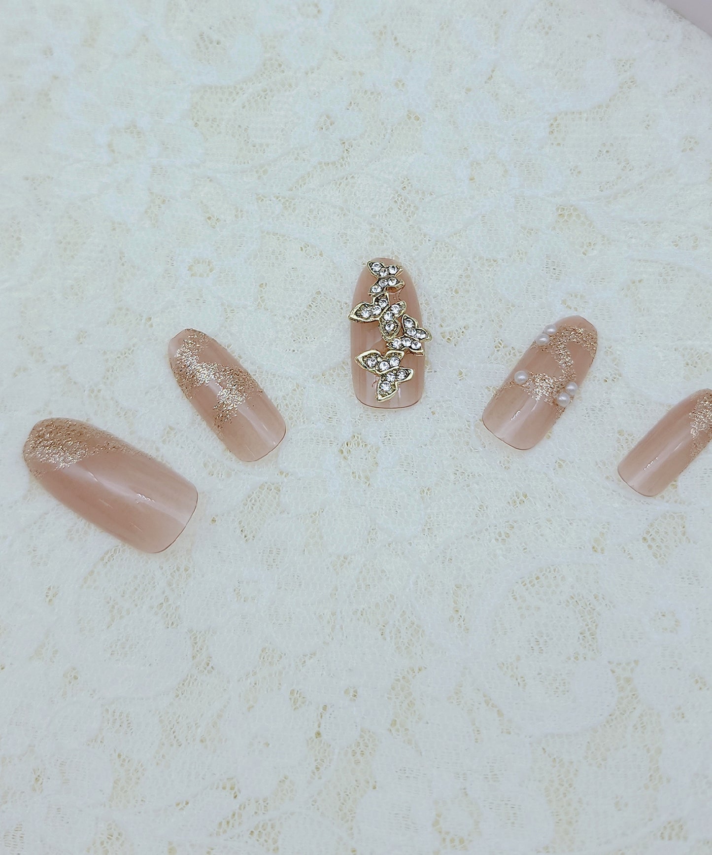 バラエティ ビジュー 血色カラー デザイン ネイルチップ