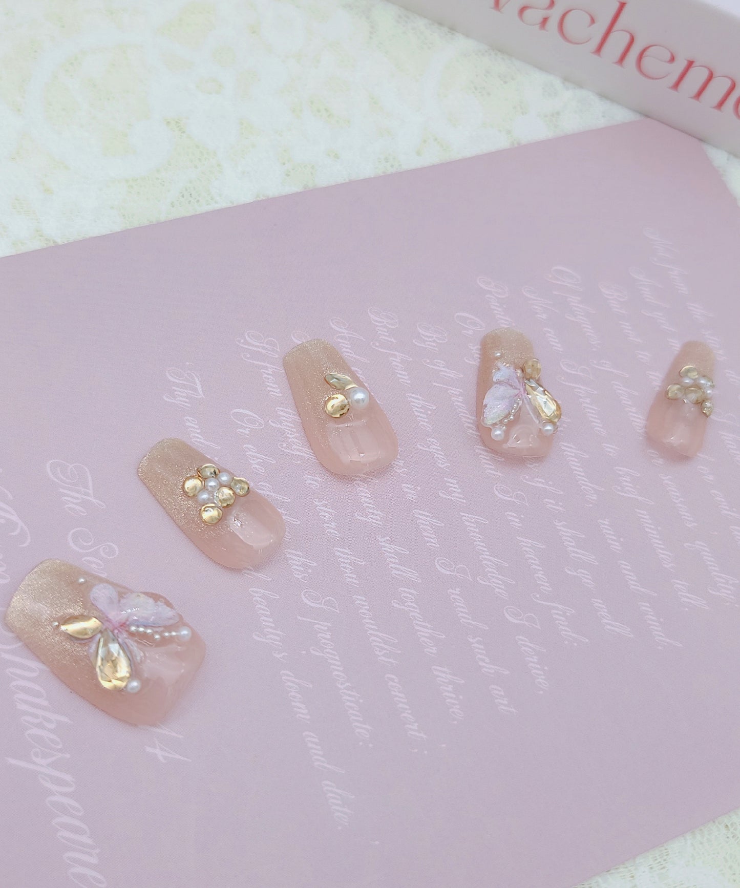 バタフライ アート ラメ グラデーション ネイルチップ