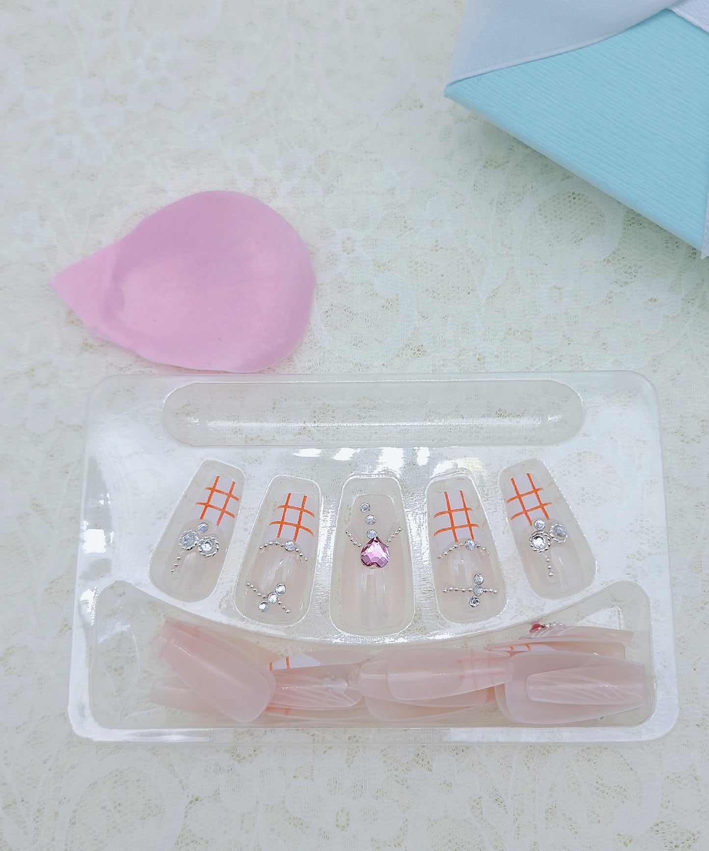 バラエティ フレンチ ビジュー コフィン ネイルチップ
