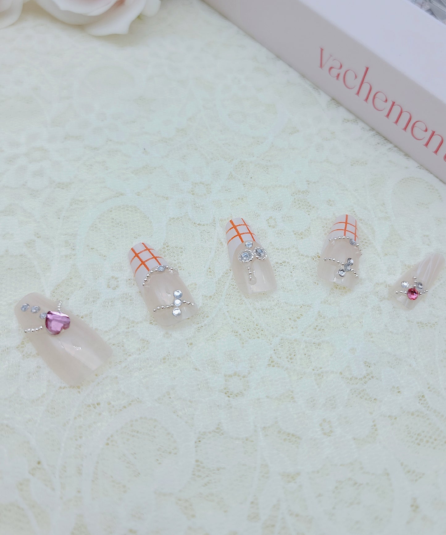 バラエティ フレンチ ビジュー コフィン ネイルチップ