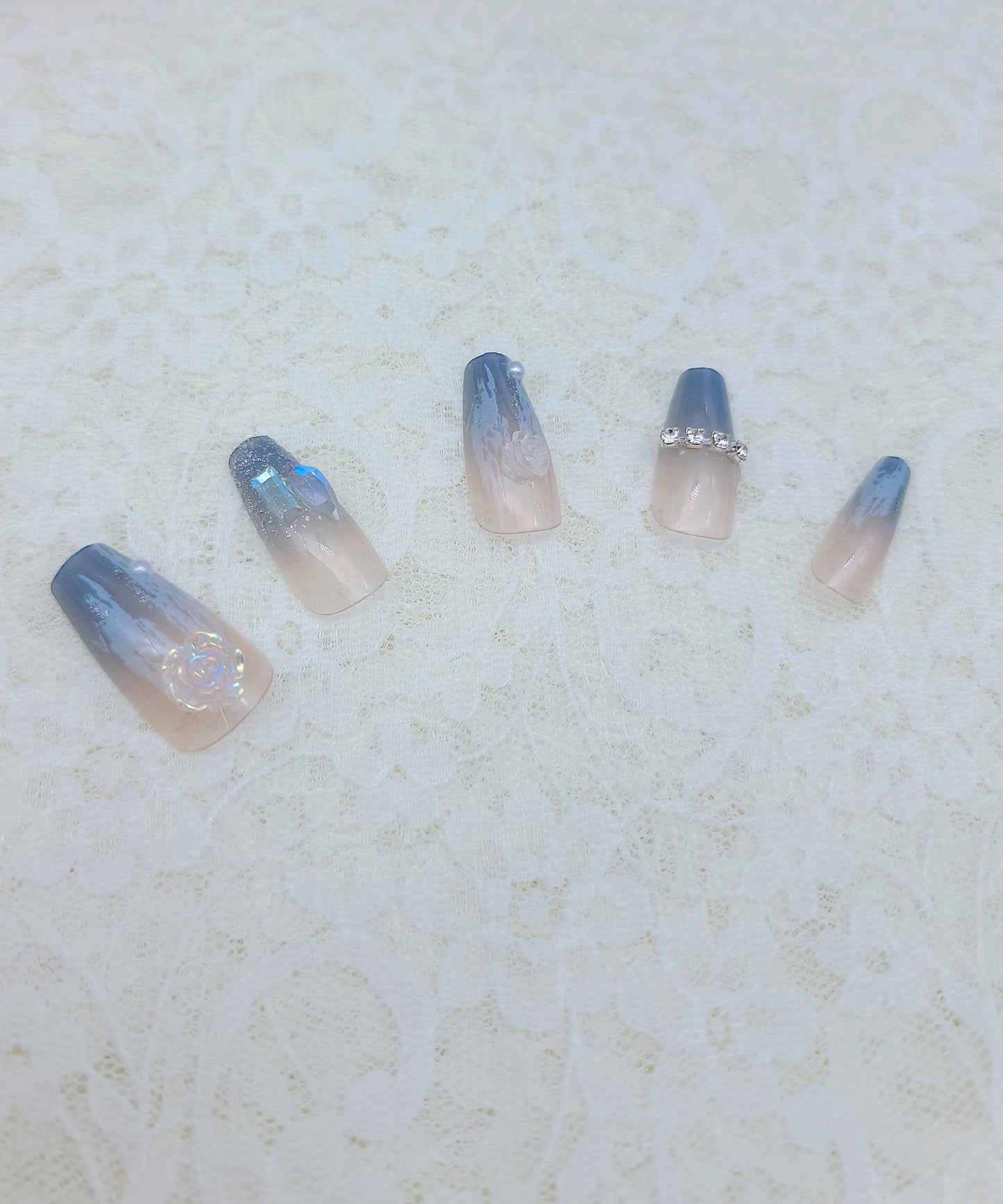 バラエティ フレンチ ビジュー コフィン ネイルチップ