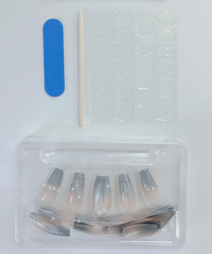 バラエティ フレンチ ビジュー コフィン ネイルチップ